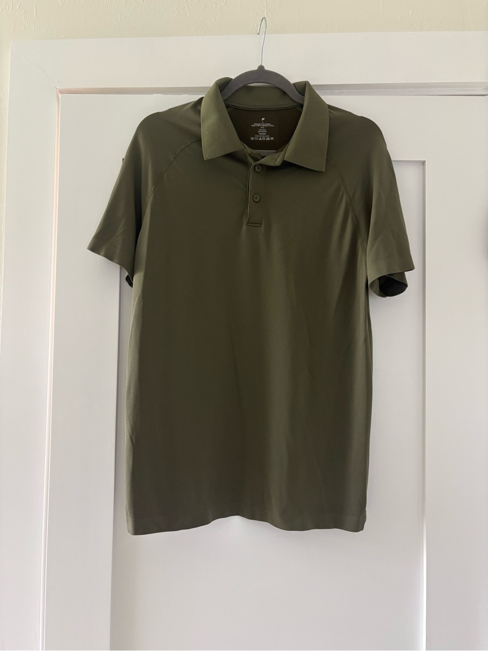 Fabletics Mens Short Sleeve Performance Golf Polo Shirt Olive Green Size M